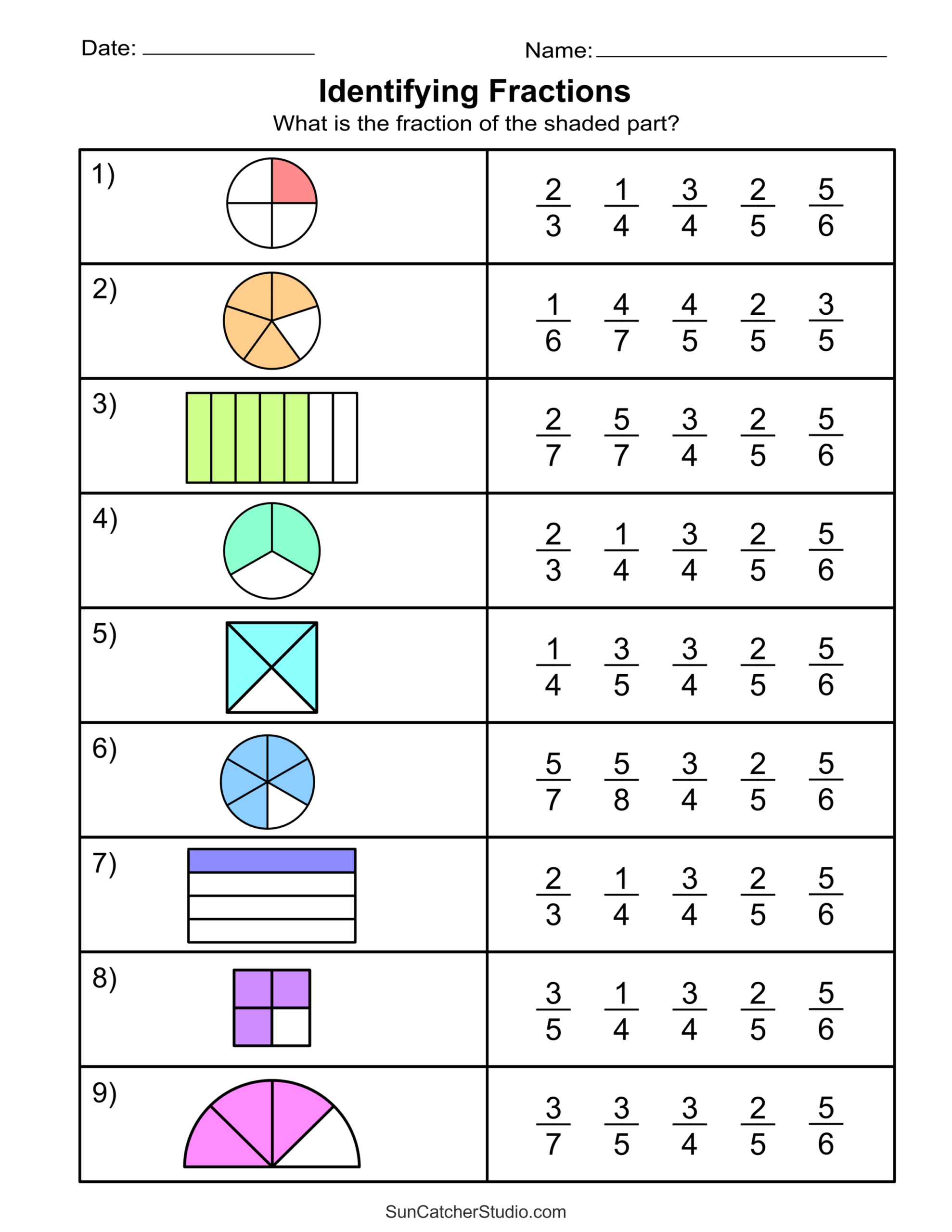 Fraction Worksheet For Kids Printable