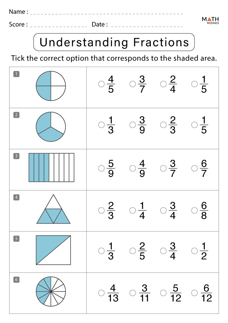 Fraction Worksheets 3 Grade Identifying Fractions Worksheets