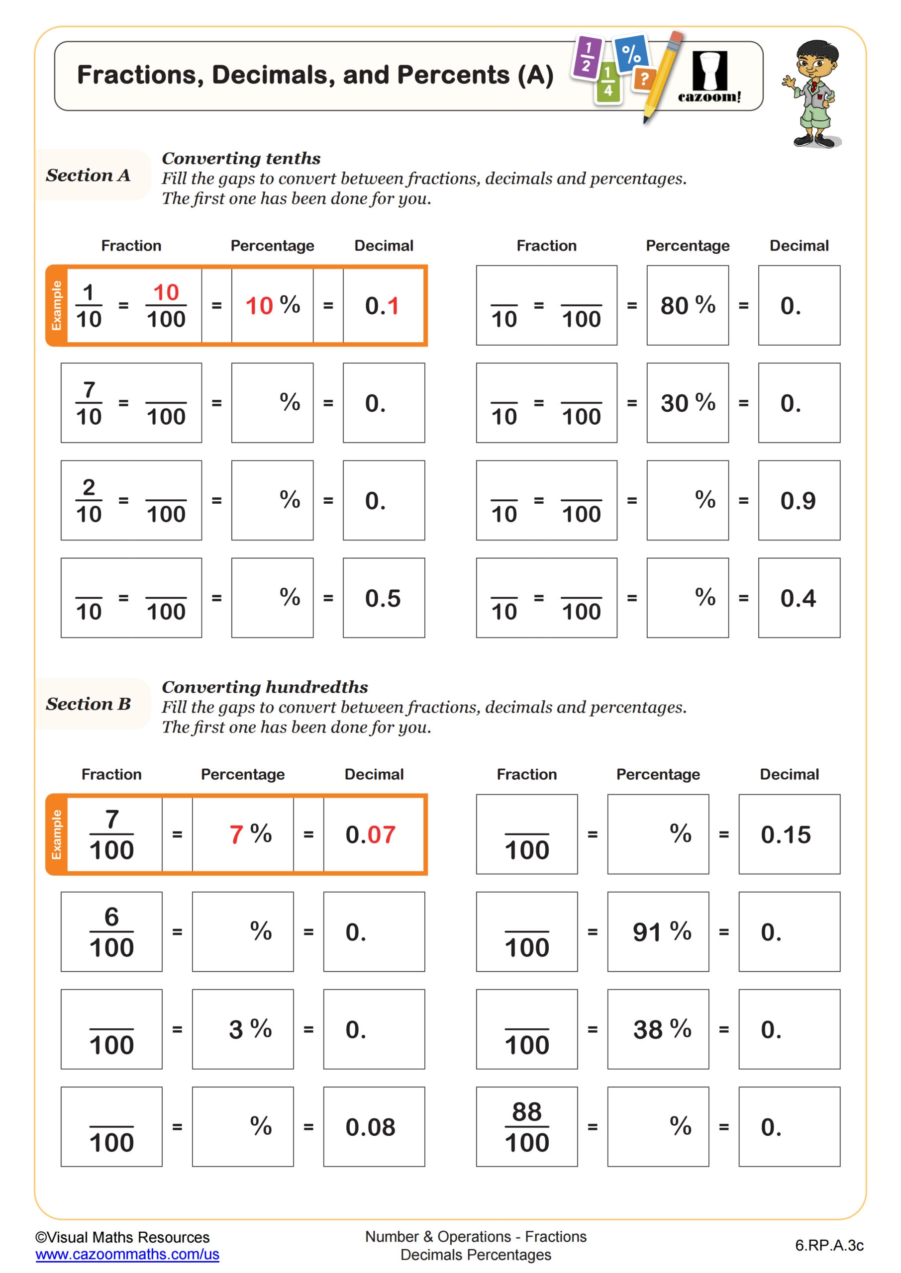 fractions decimals and percents worksheets fractions decimals and percents worksheets