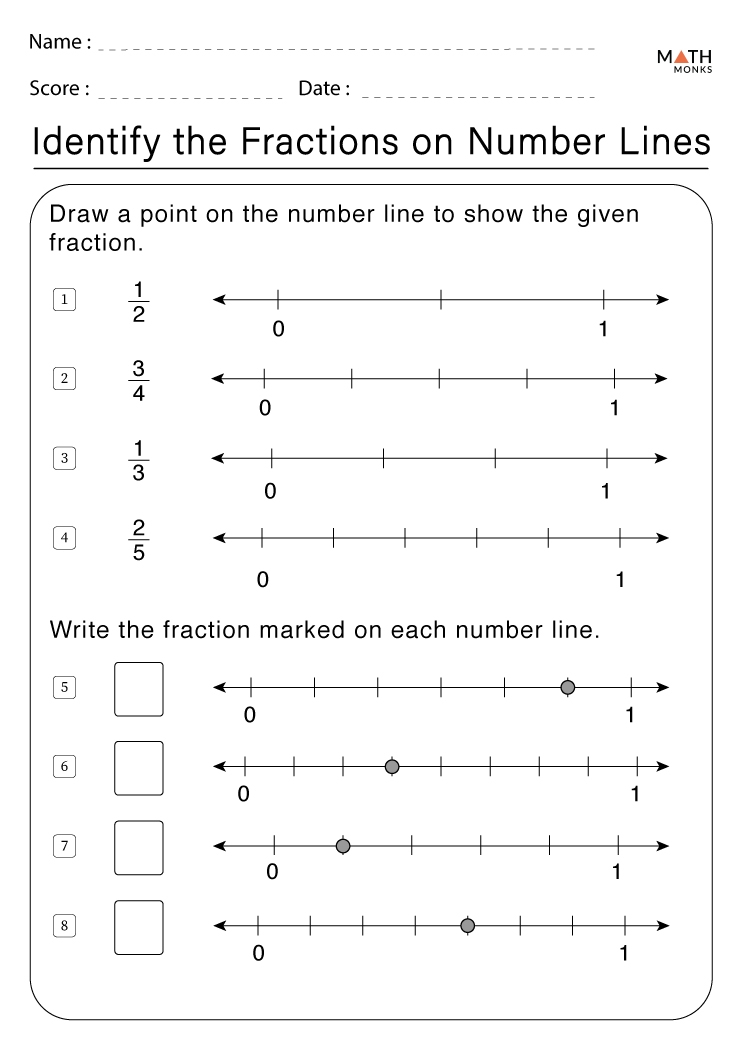number line fractions worksheet