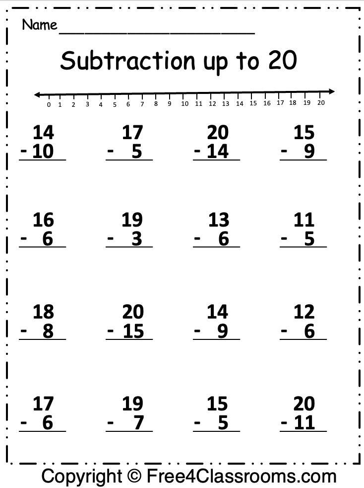 Free 1st Grade Subtraction Worksheet Free Worksheets 