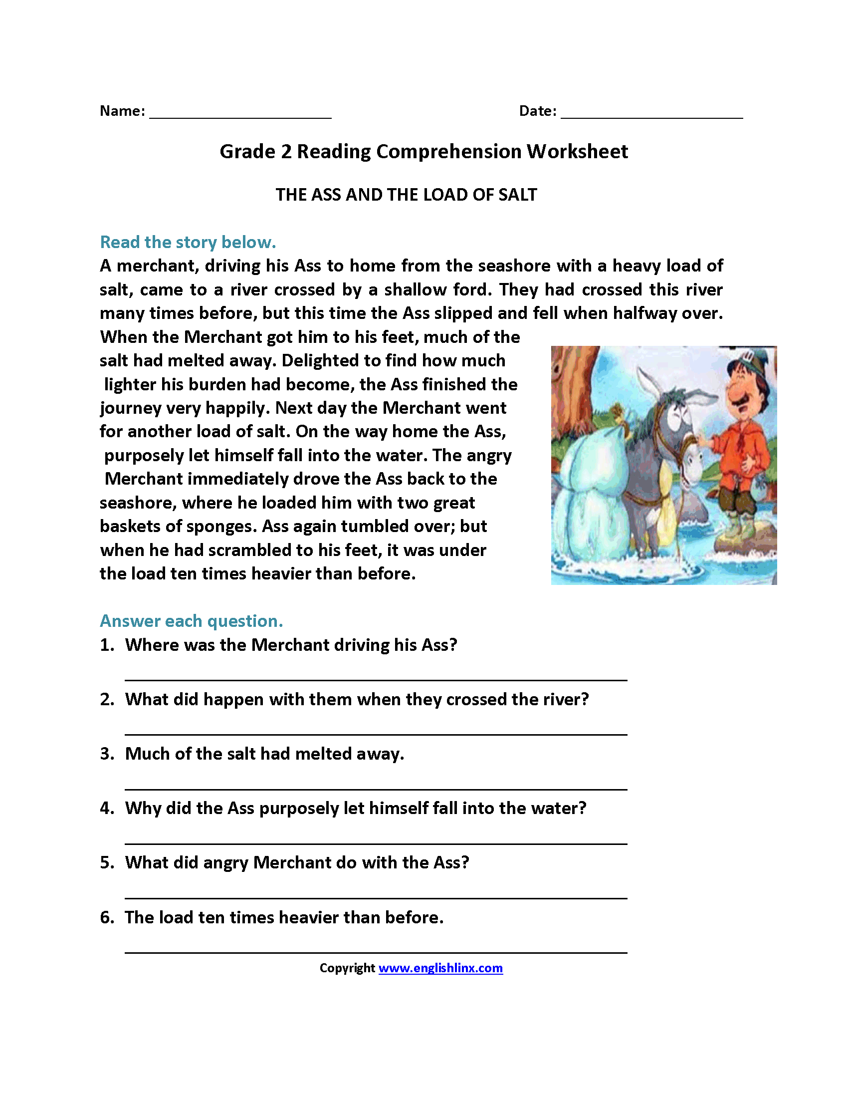 Free 2nd Grade Reading Comprehension Worksheets Multiple Choice 