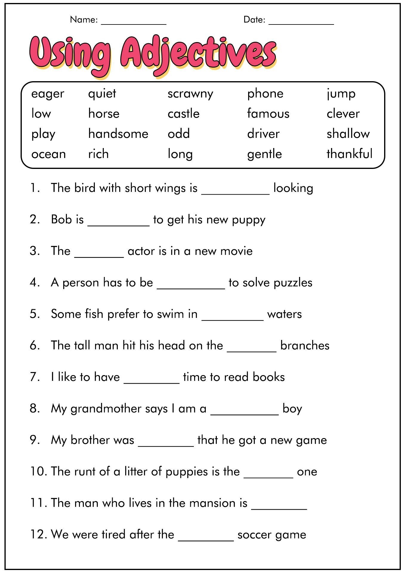 Free 4th Grade English Worksheets Free 4th Grade English Worksheets