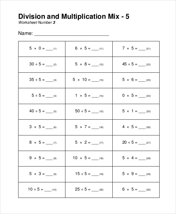 division and multiplication worksheets