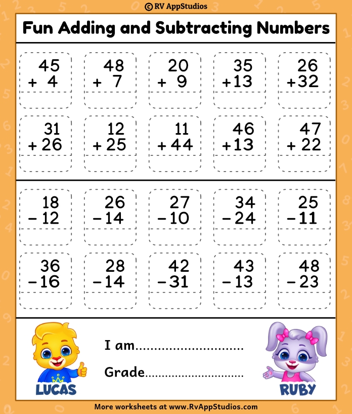math addition and subtraction worksheets