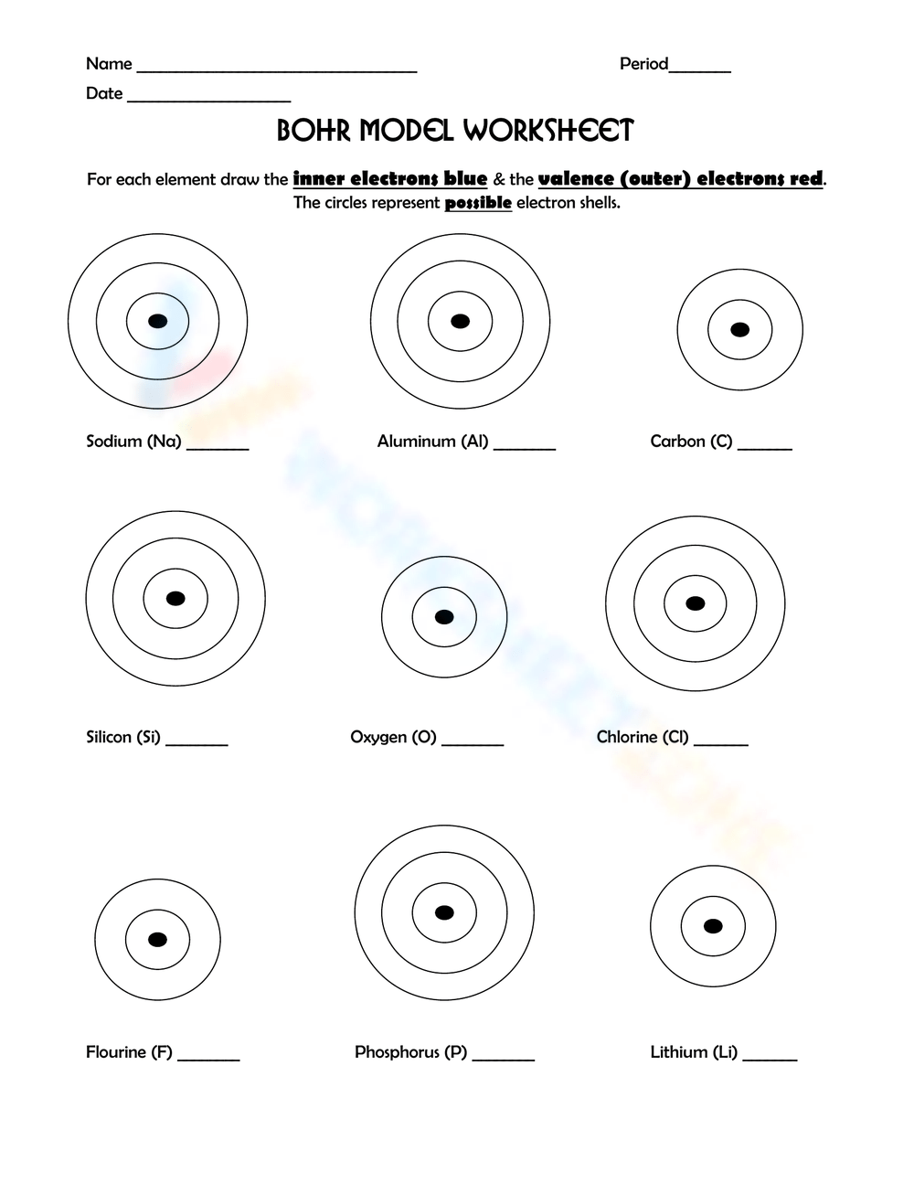 Free Collection Of Printable BOHR Model Worksheets