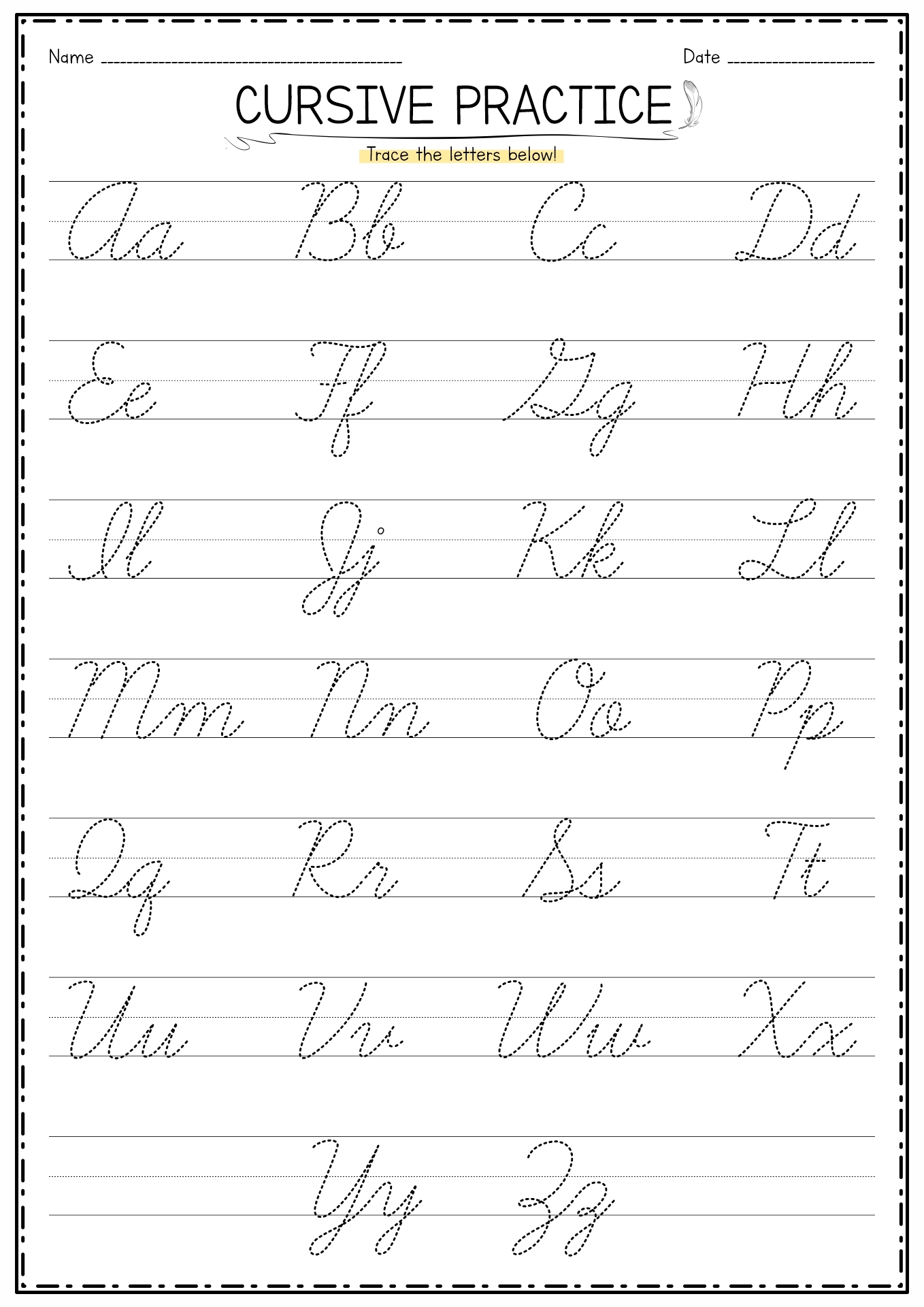printable cursive alphabet worksheets