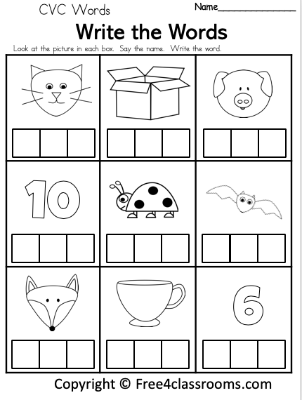 Free Cvc Words Writing Worksheet Free4classrooms 753