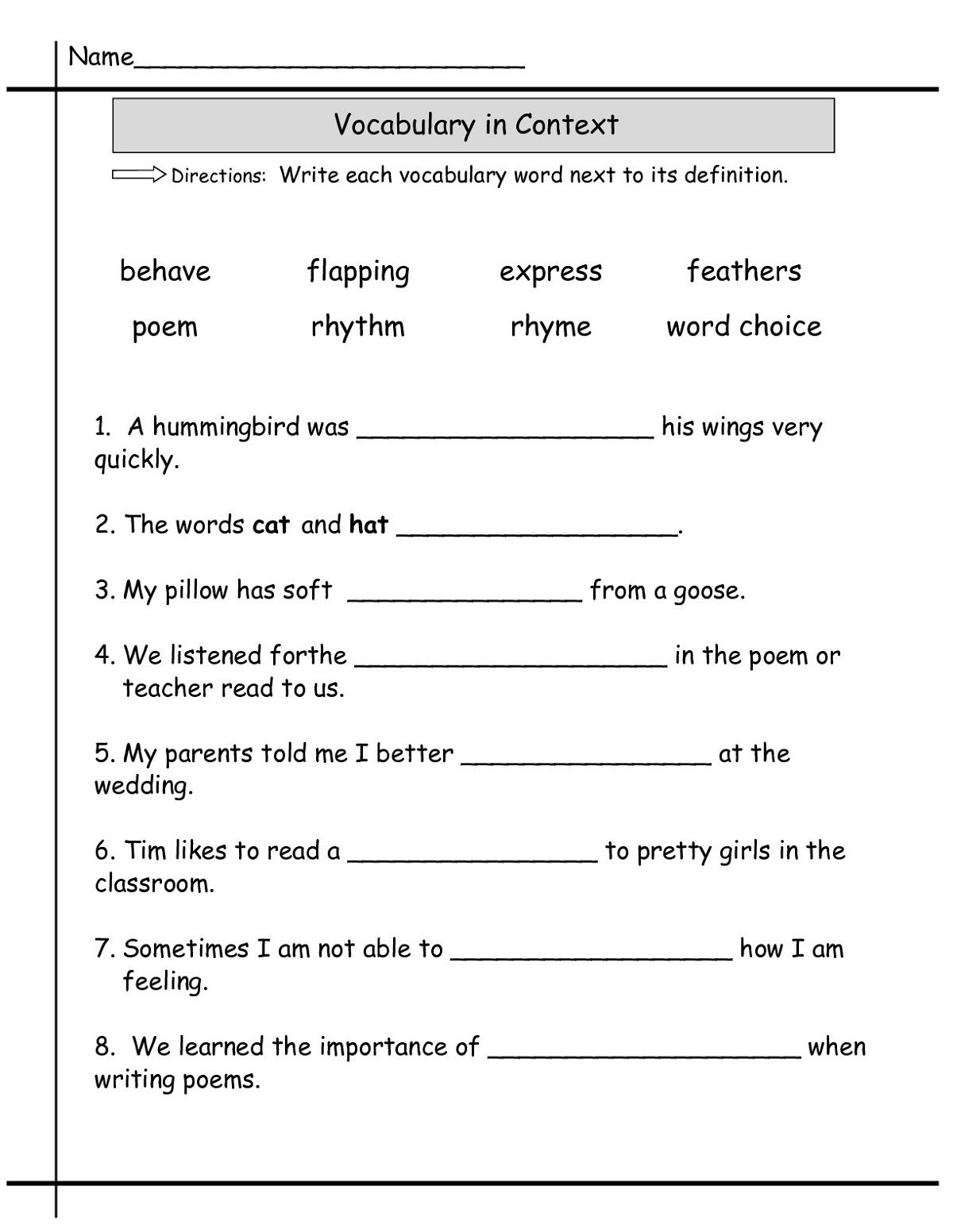 2nd grade english worksheets
