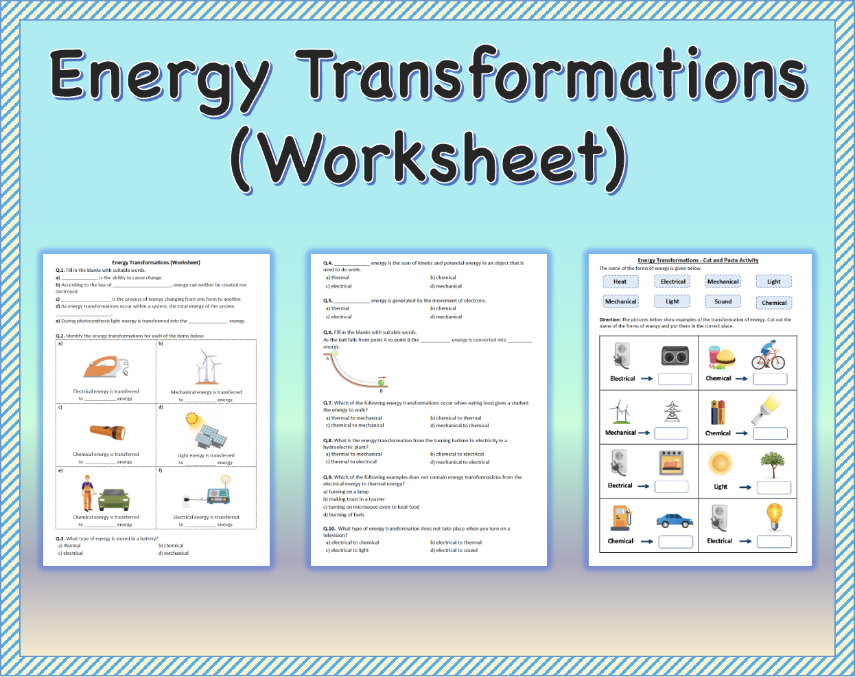 Free Energy Transformation Worksheet Packet Printable Preschool 