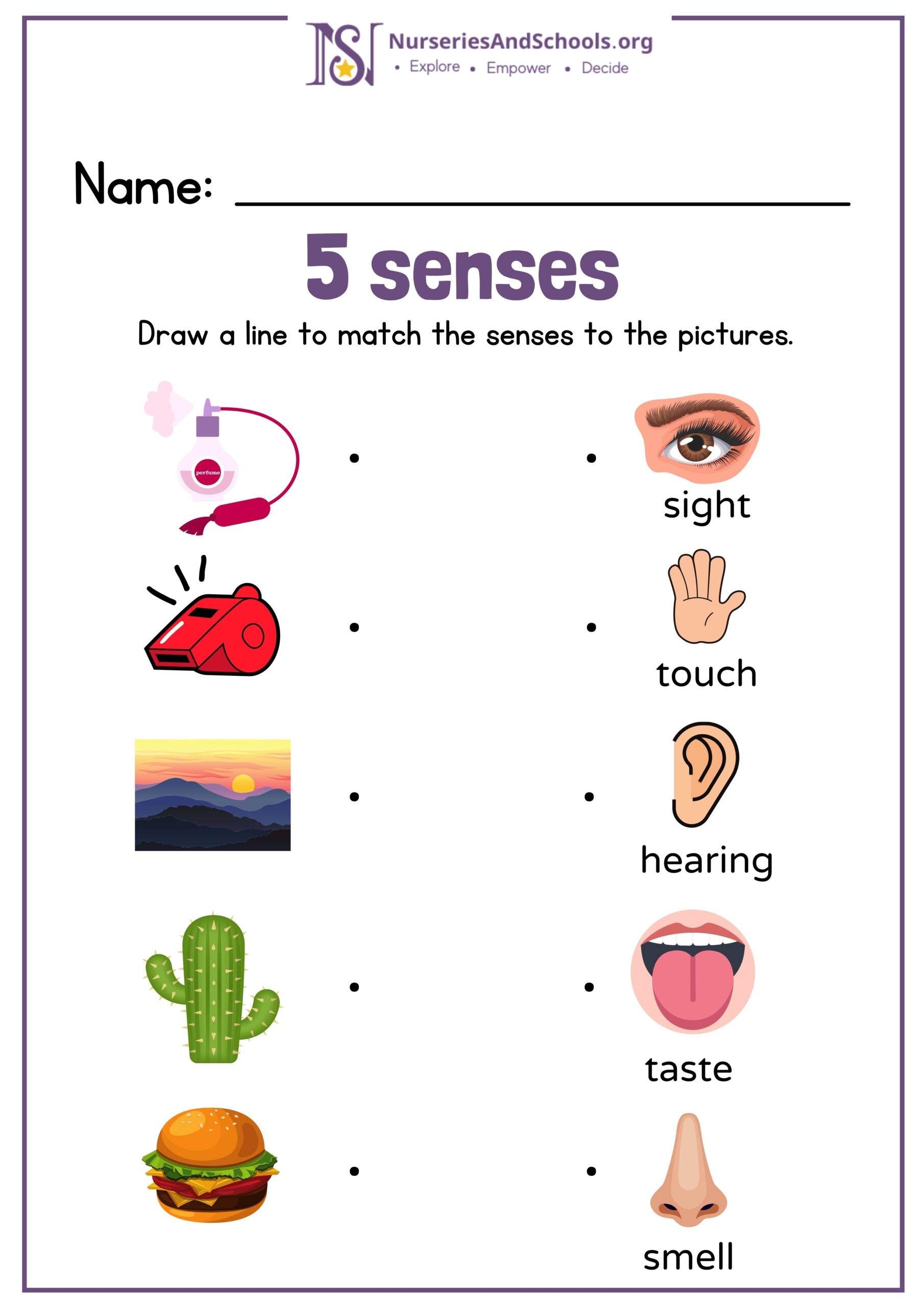 Free Five Senses Worksheets