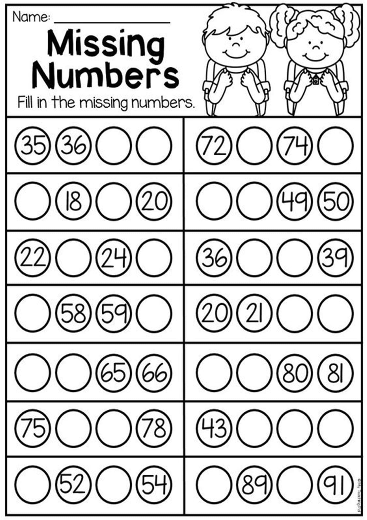 missing number worksheets missing number worksheets
