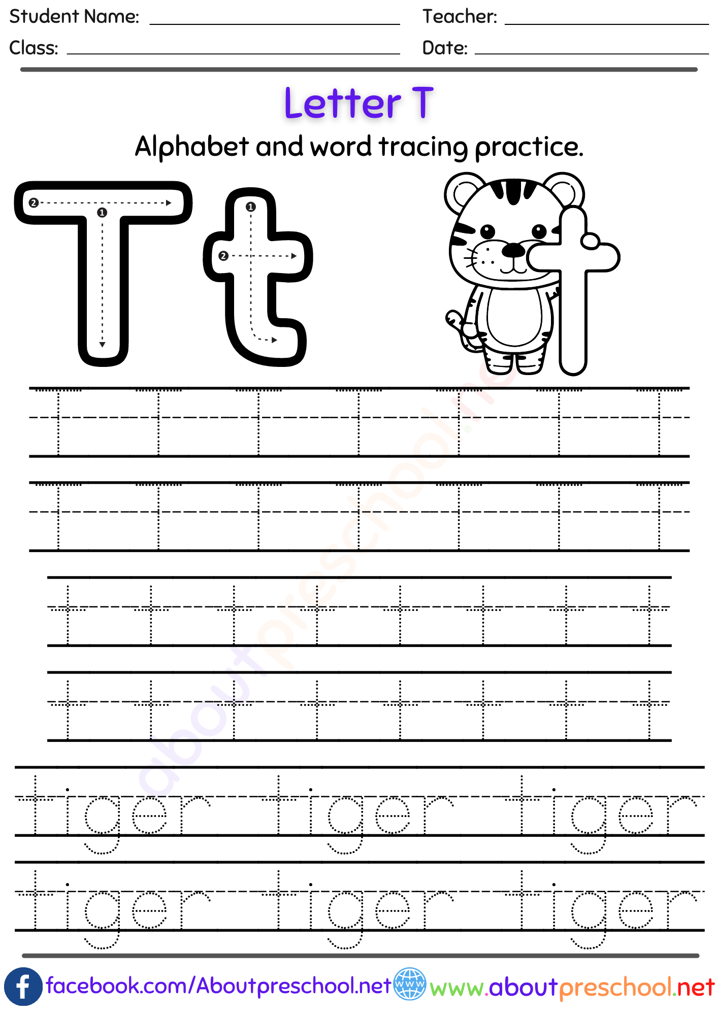 Free Letter T Alphabet Tracing Worksheets About Preschool Free Letter T Alphabet Tracing Worksheets About Preschool