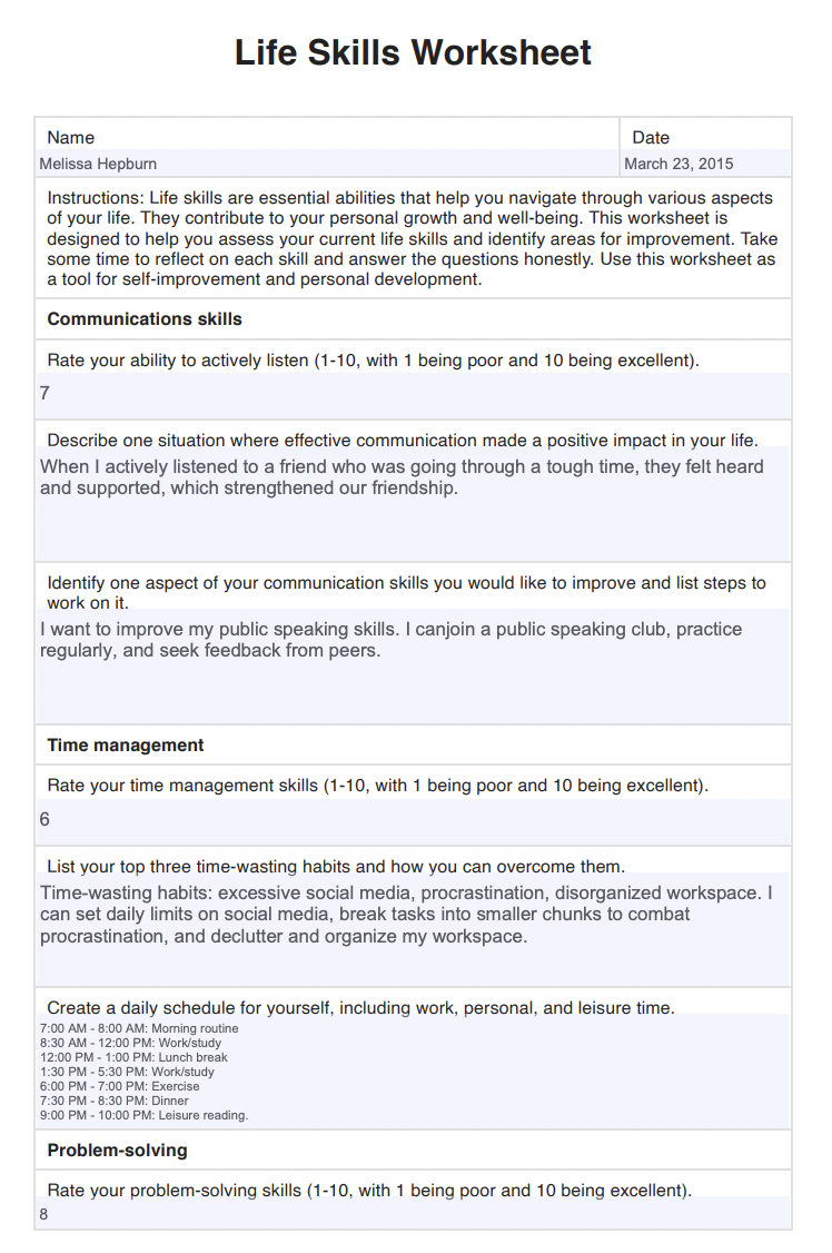 Free Life Skills Worksheets For Highschool Students And Free Life 