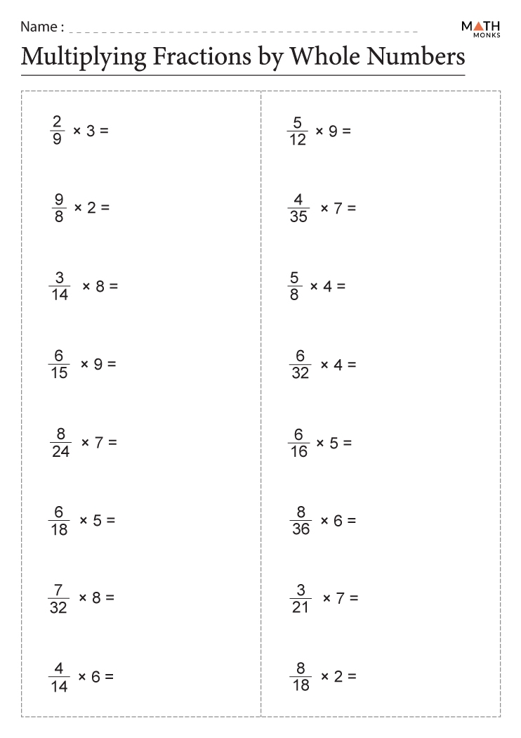 Free Multiplying Fractions By Whole Numbers Worksheets For Kids Free Multiplying Fractions By Whole Numbers Worksheets For Kids