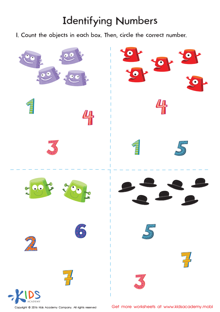 Free Number Recognition Matching Worksheets