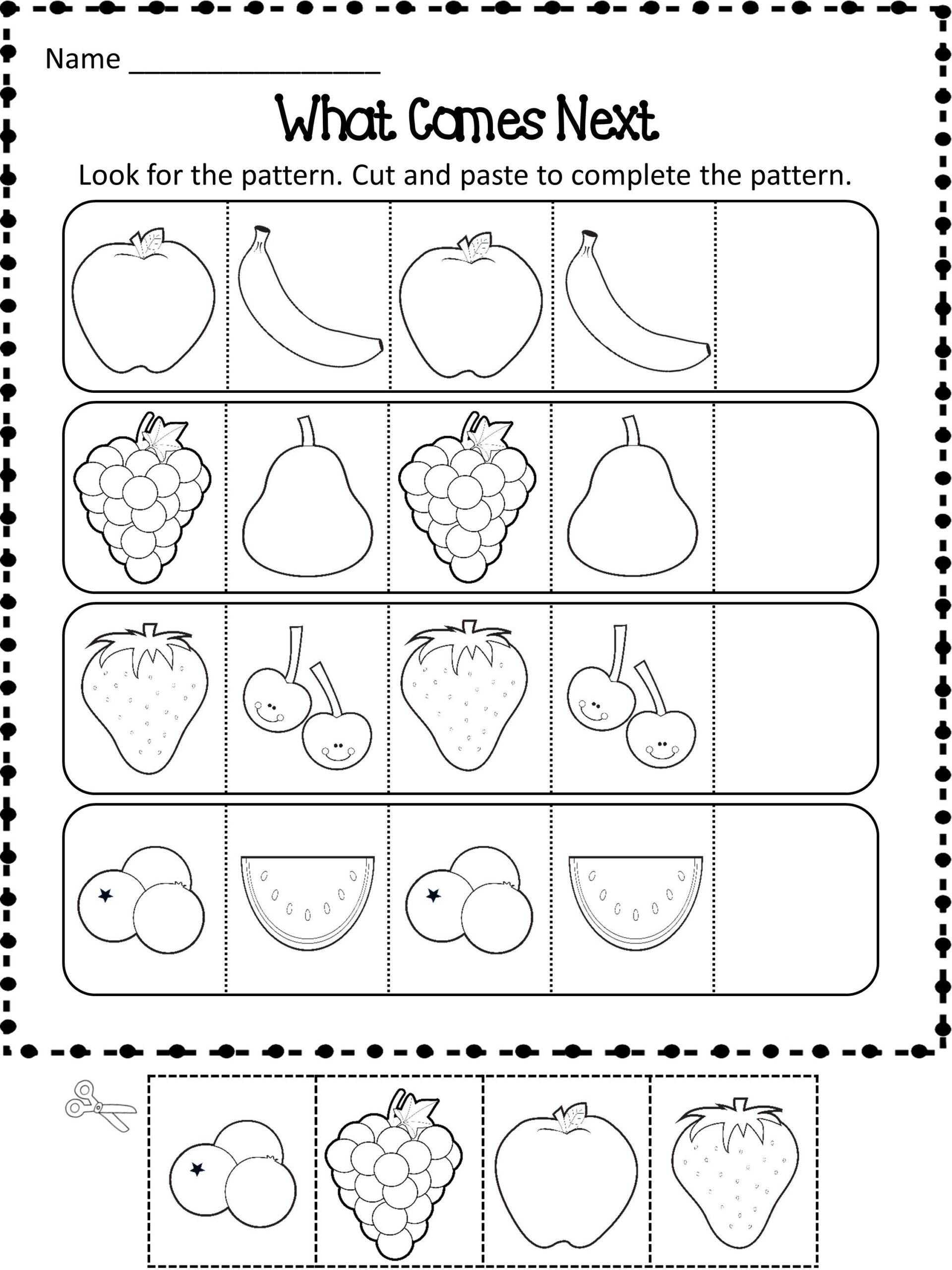 Free Pattern Worksheets For Kindergarten