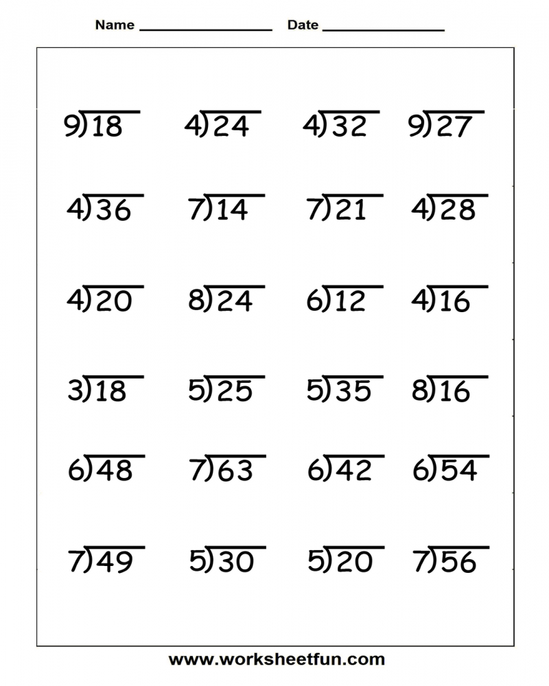Free Printable 3rd Grade Division Worksheets
