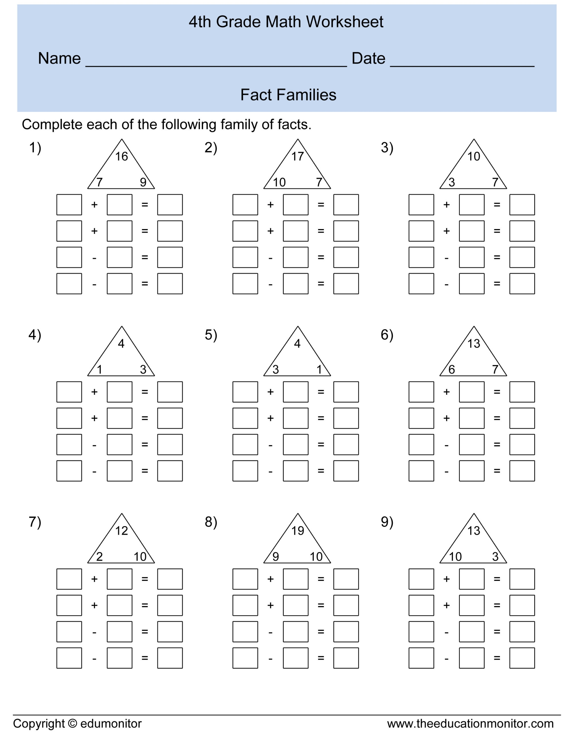 fourth grade math worksheets fourth grade math worksheets
