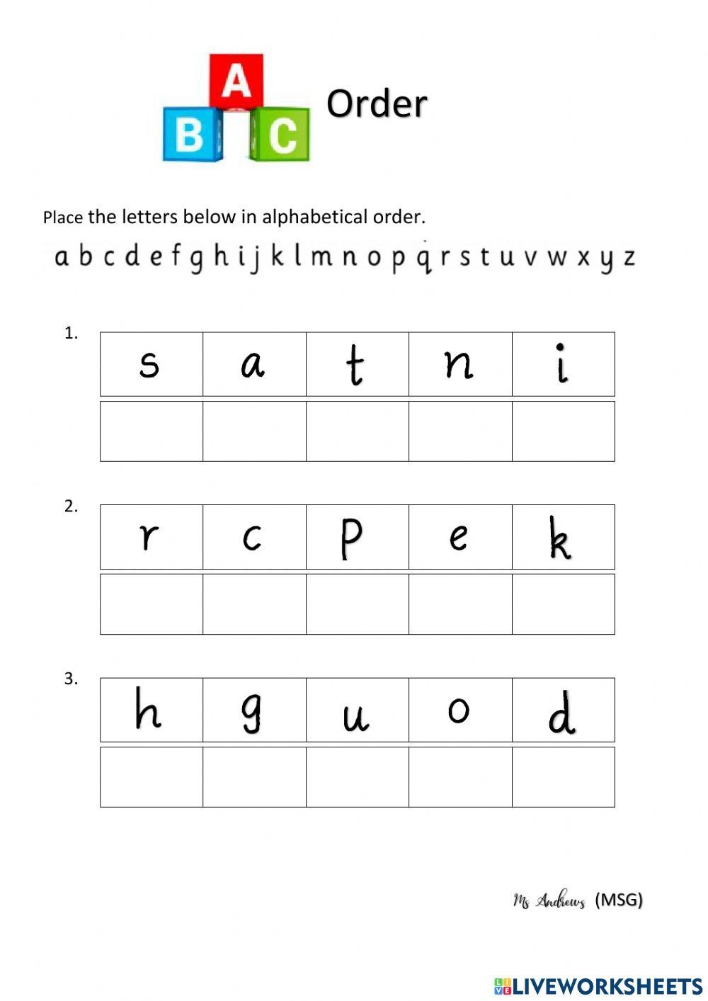 abc order worksheets
