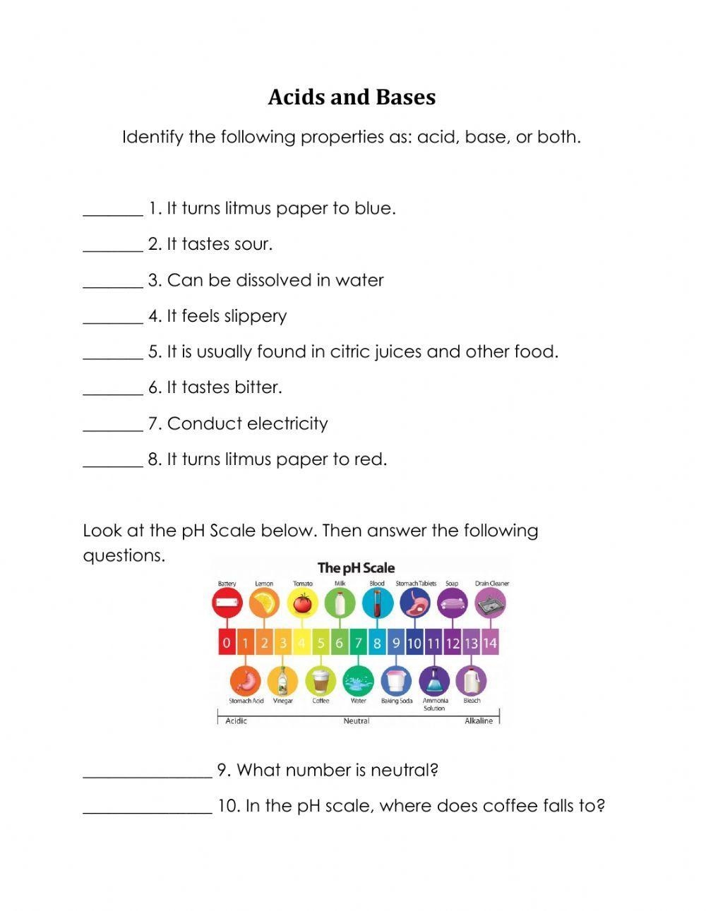 Free Printable Acids And Bases Worksheets Worksheets Library