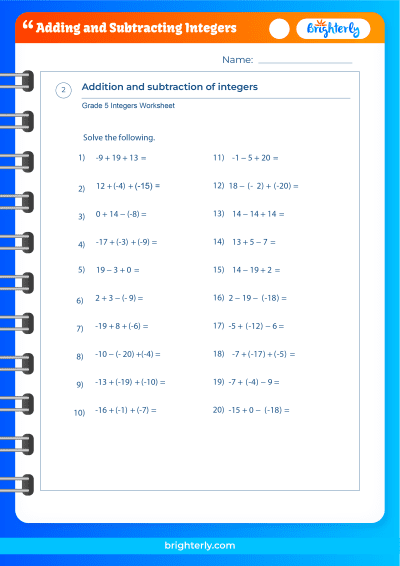 FREE Printable Adding And Subtracting Integers Worksheets PDFs FREE Printable Adding And Subtracting Integers Worksheets PDFs