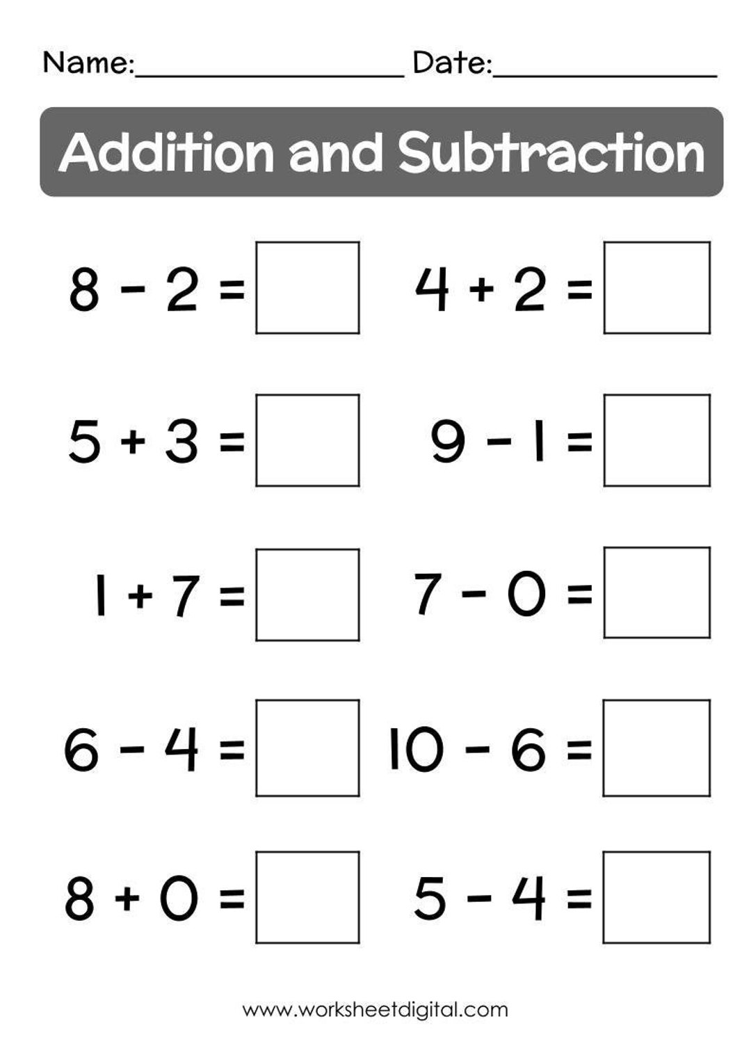Free Printable Addition And Subtraction Elementary Math Worksheet Free Printable Addition And Subtraction Elementary Math Worksheet