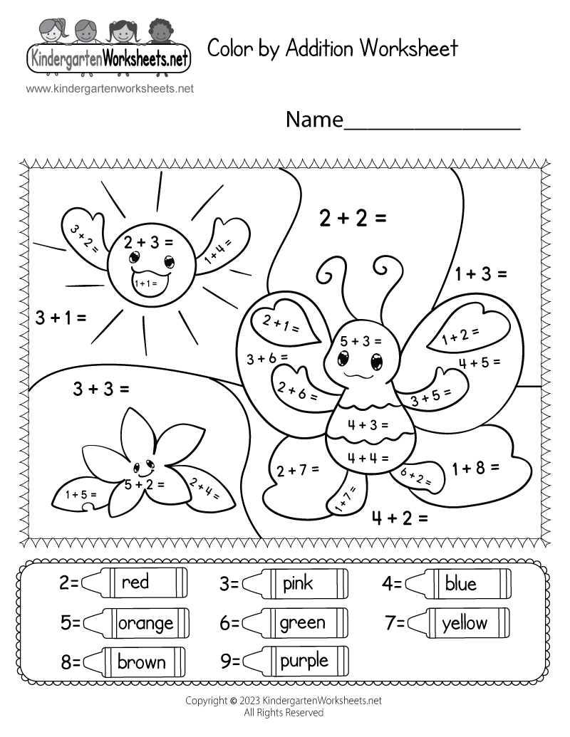adding and coloring worksheets