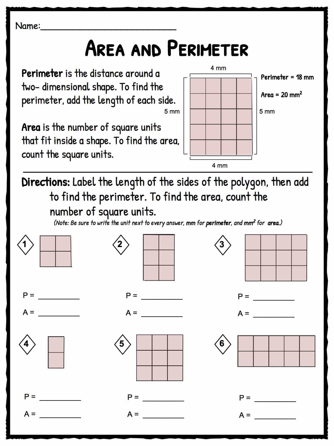 Free Printable Area And Perimeter Worksheets Free Printable Area And Perimeter Worksheets