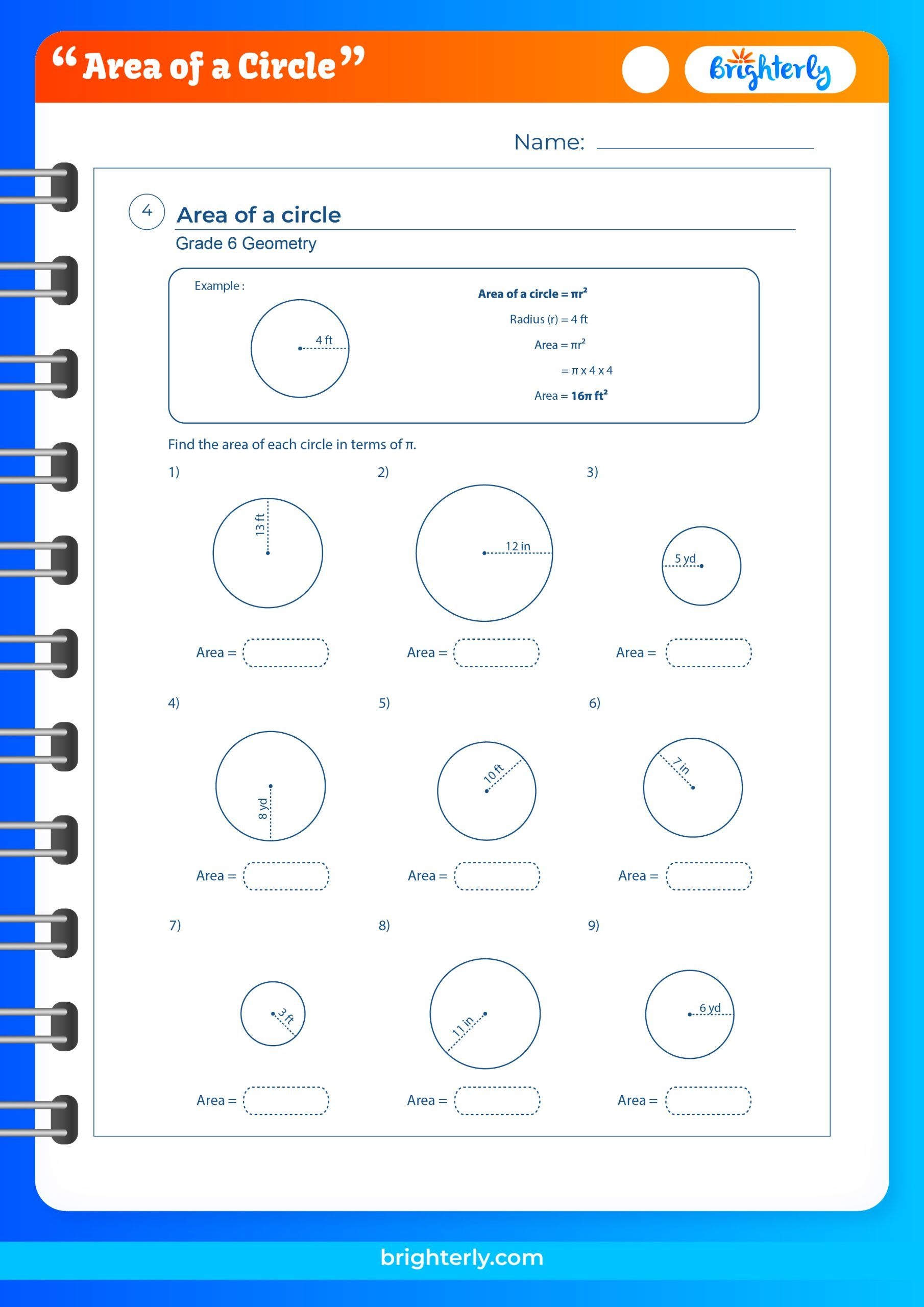 FREE Printable Area Of A Circle Worksheets PDFs Brighterly FREE Printable Area Of A Circle Worksheets PDFs Brighterly
