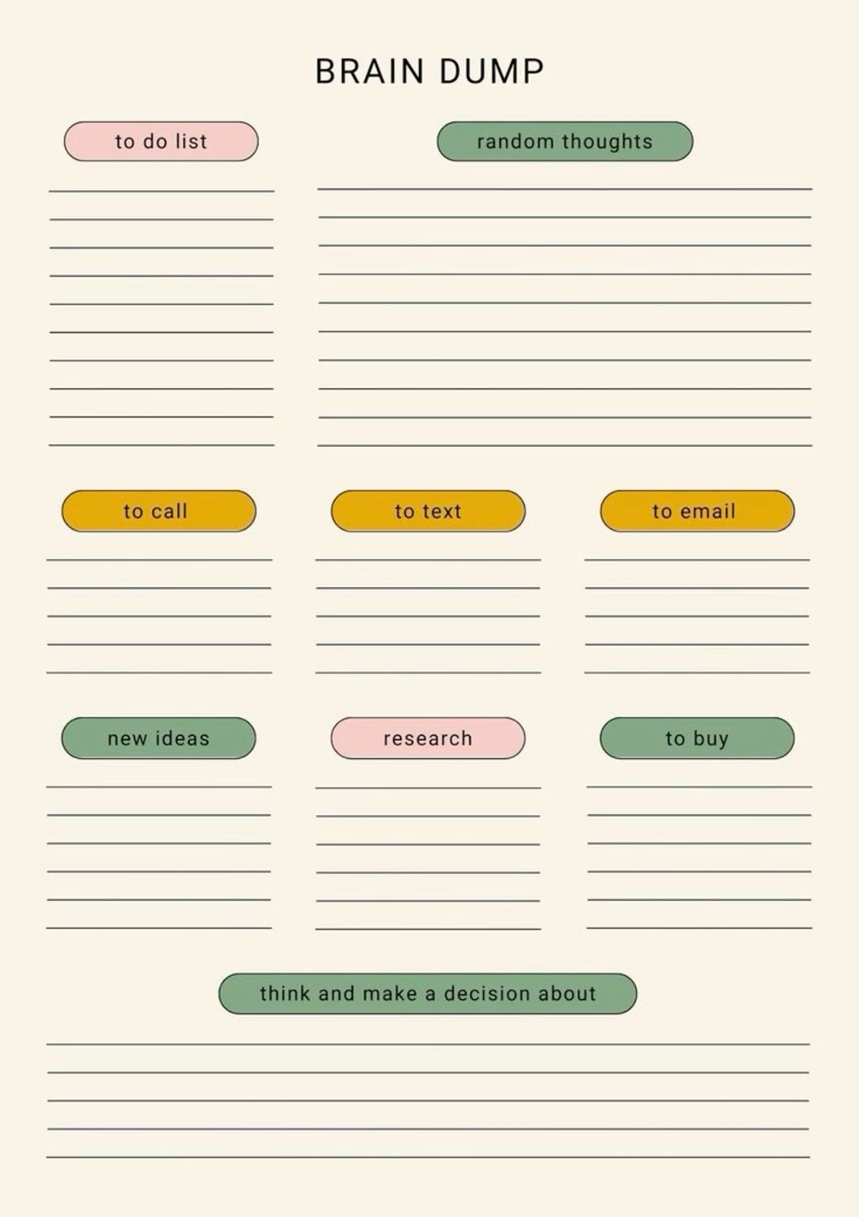 Free Printable Brain Dump Worksheet Artofit