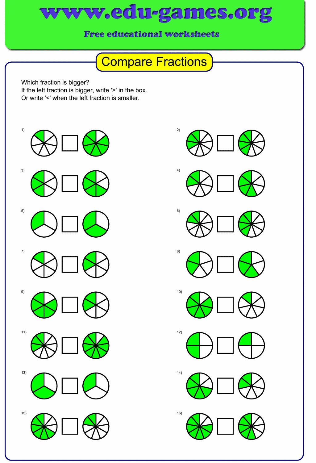 Free Printable Comparing Fractions Worksheets Preschool Coloring Free Printable Comparing Fractions Worksheets Preschool Coloring