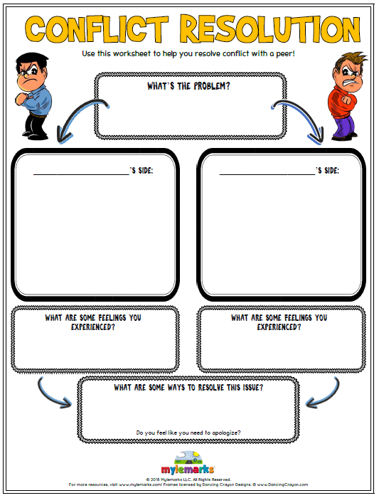 conflict resolution worksheets