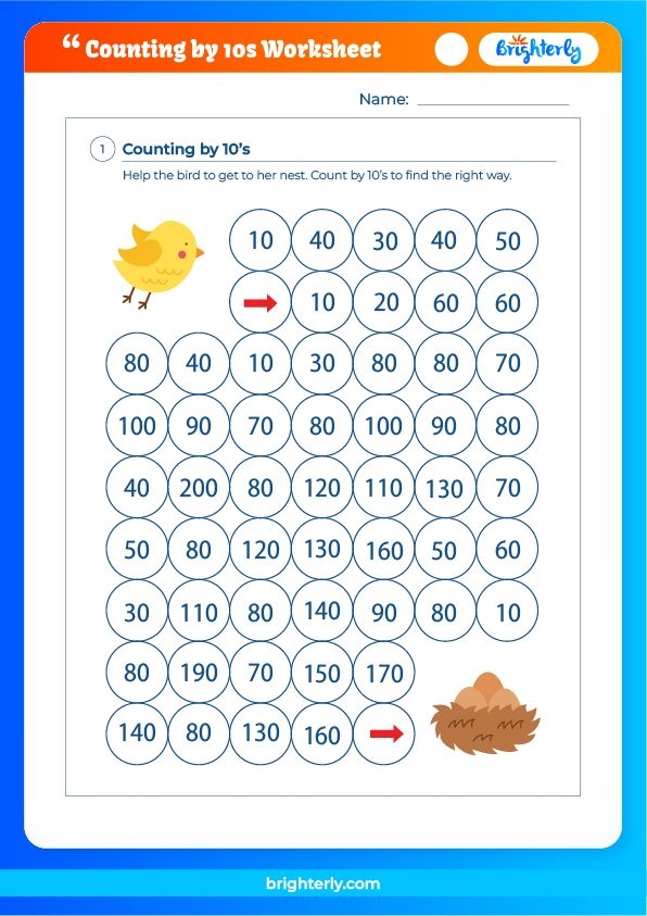 counting by 10s worksheet