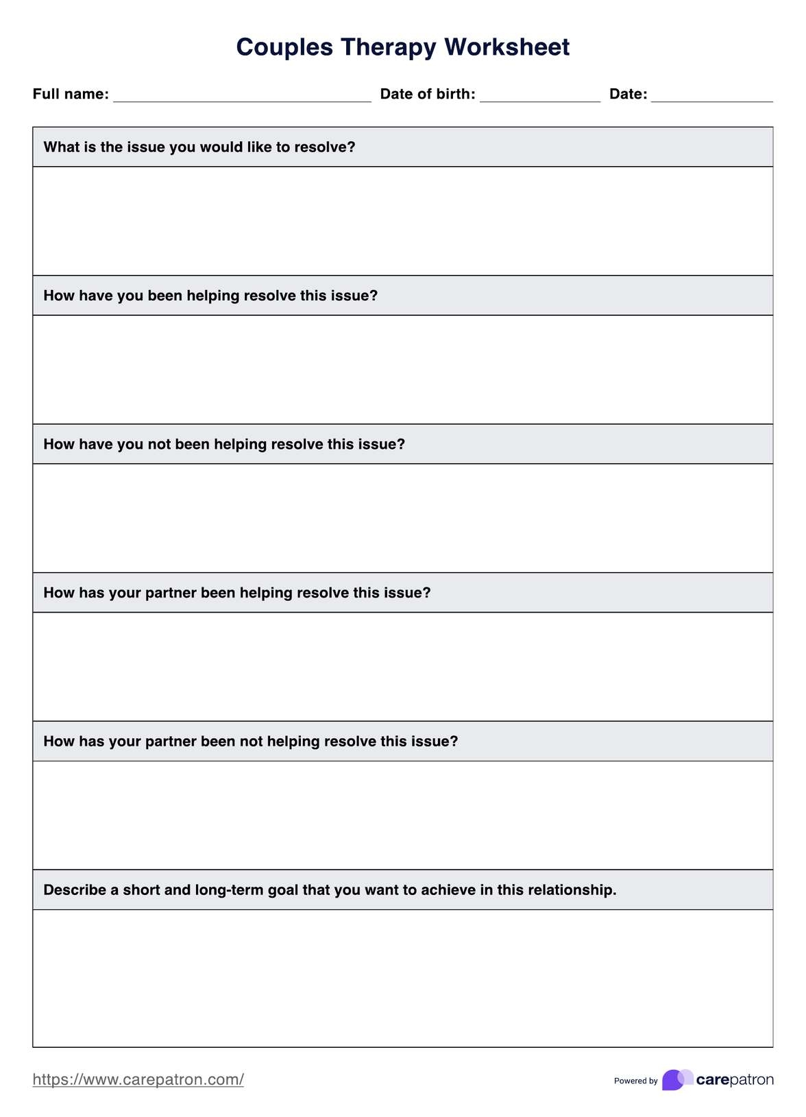 Free Printable Couples Therapy Worksheets Printable Worksheets