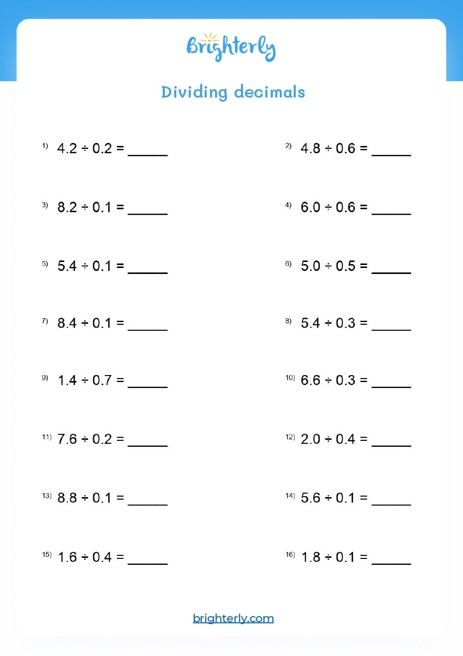 Free Printable Dividing Decimals Worksheet PDF Brighterly Free Printable Dividing Decimals Worksheet PDF Brighterly