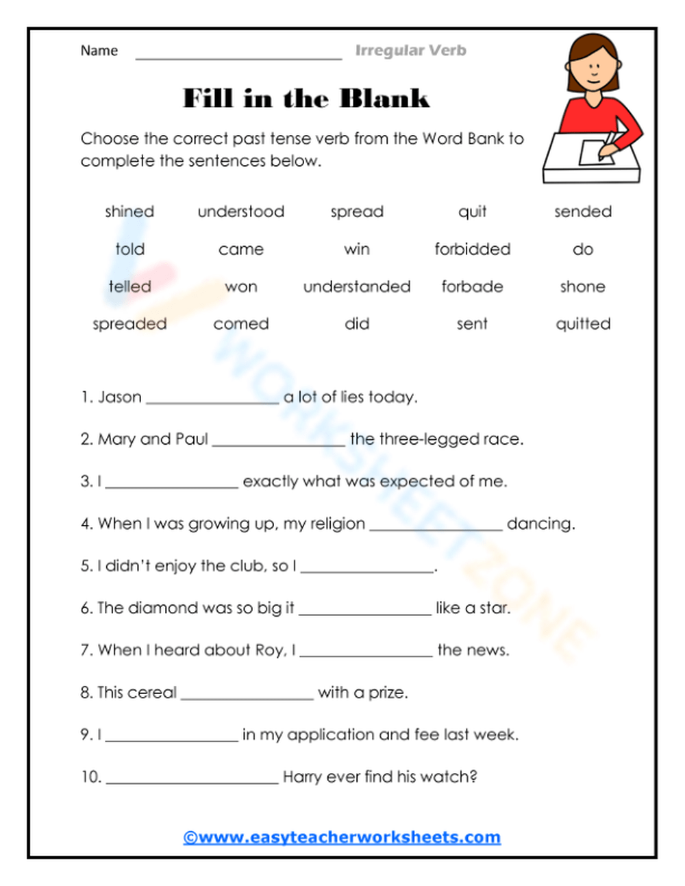 Free Printable Fill In The Blanks Worksheet
