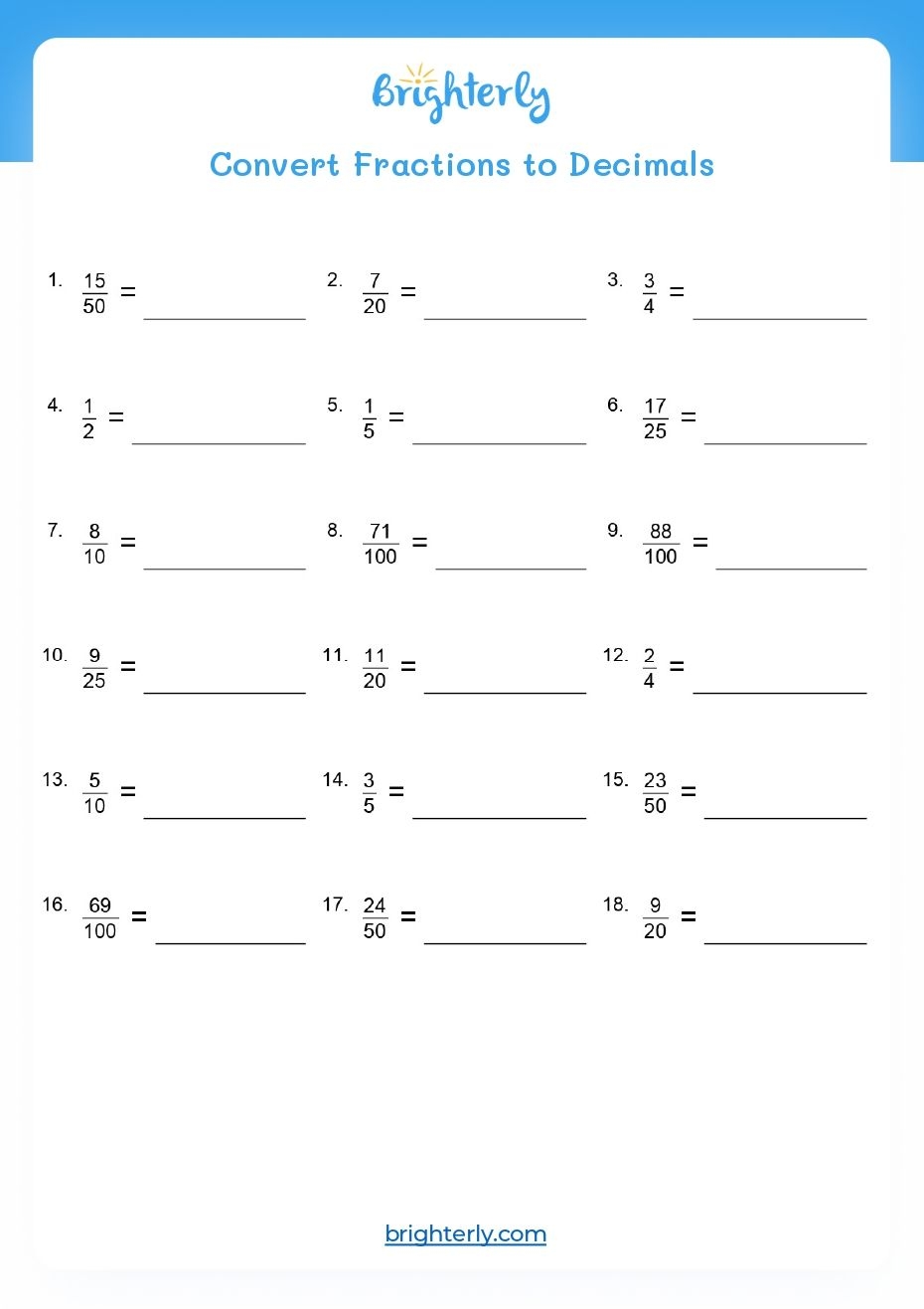 fractions to decimals worksheet fractions to decimals worksheet