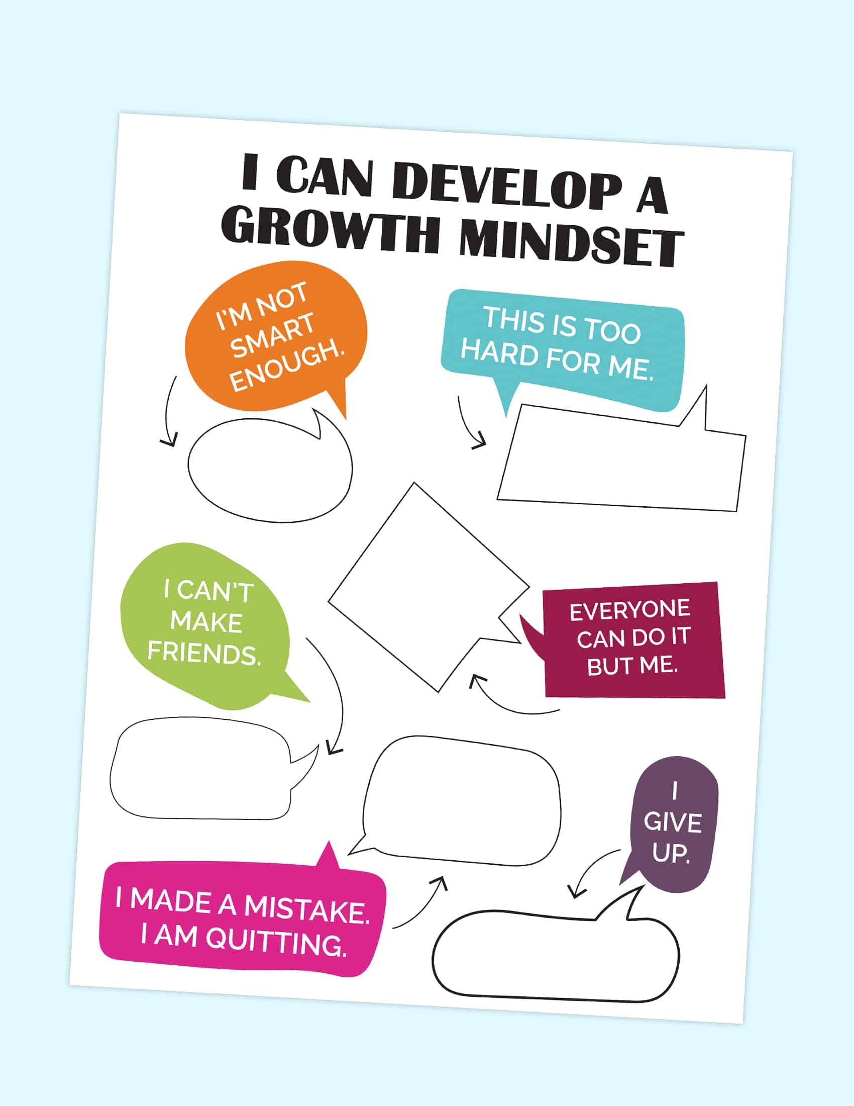 Free Printable Growth Mindset Worksheet For Kids Printable Templates