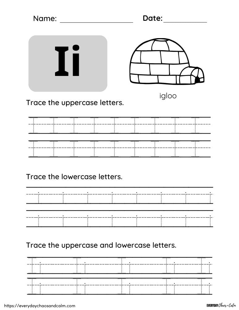 Free Printable Letter I Worksheets