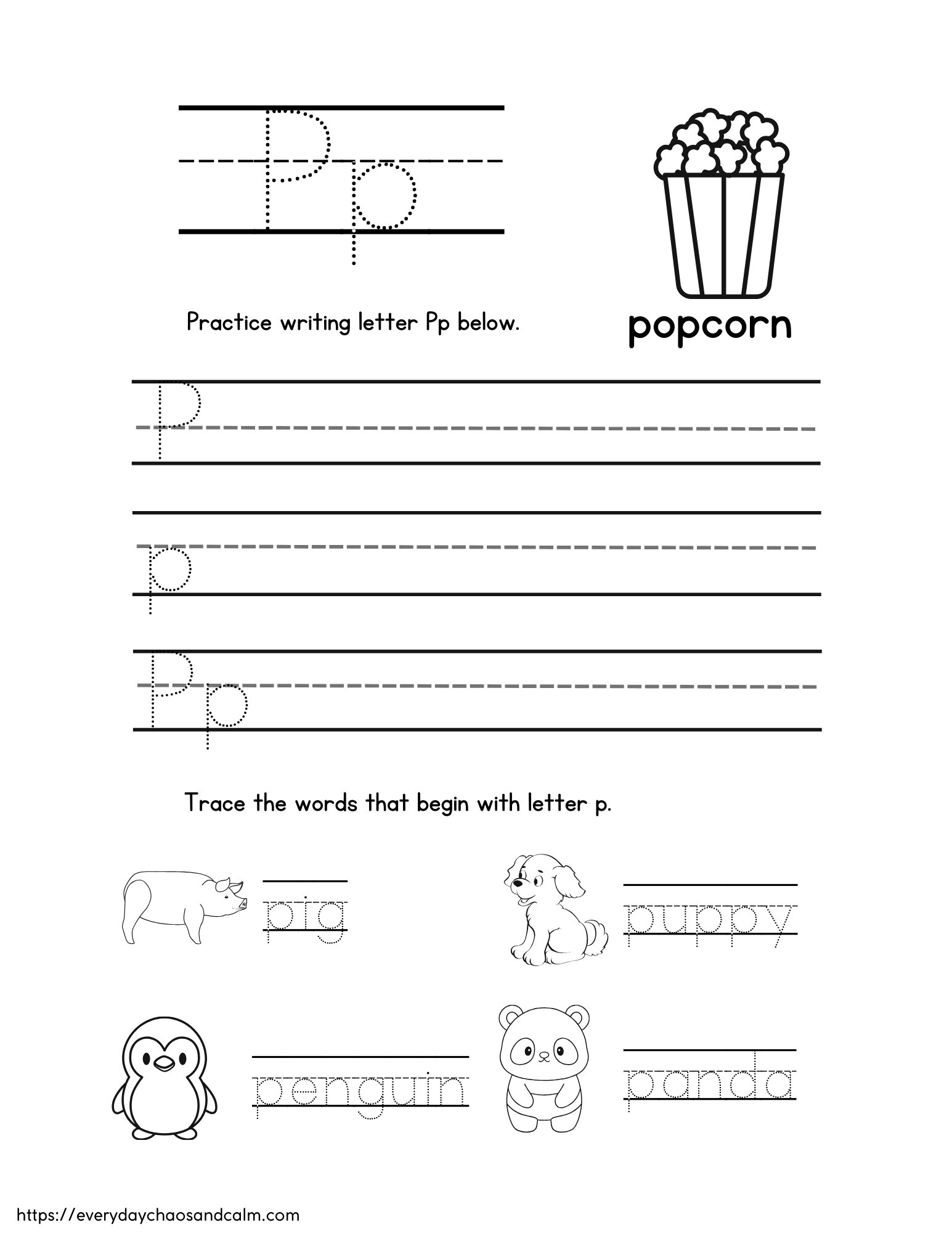Free Printable Letter P Worksheets