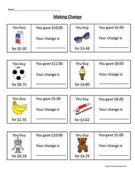 making change worksheets
