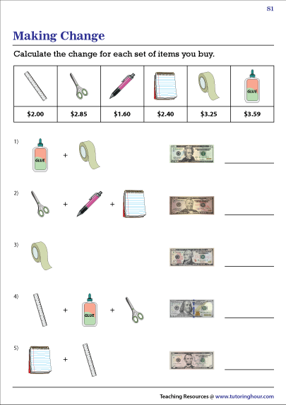 Free Printable Making Change Worksheets Printable Worksheets