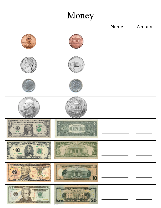 Free Printable Money Identification Worksheets Amber Munoz 39 s 
