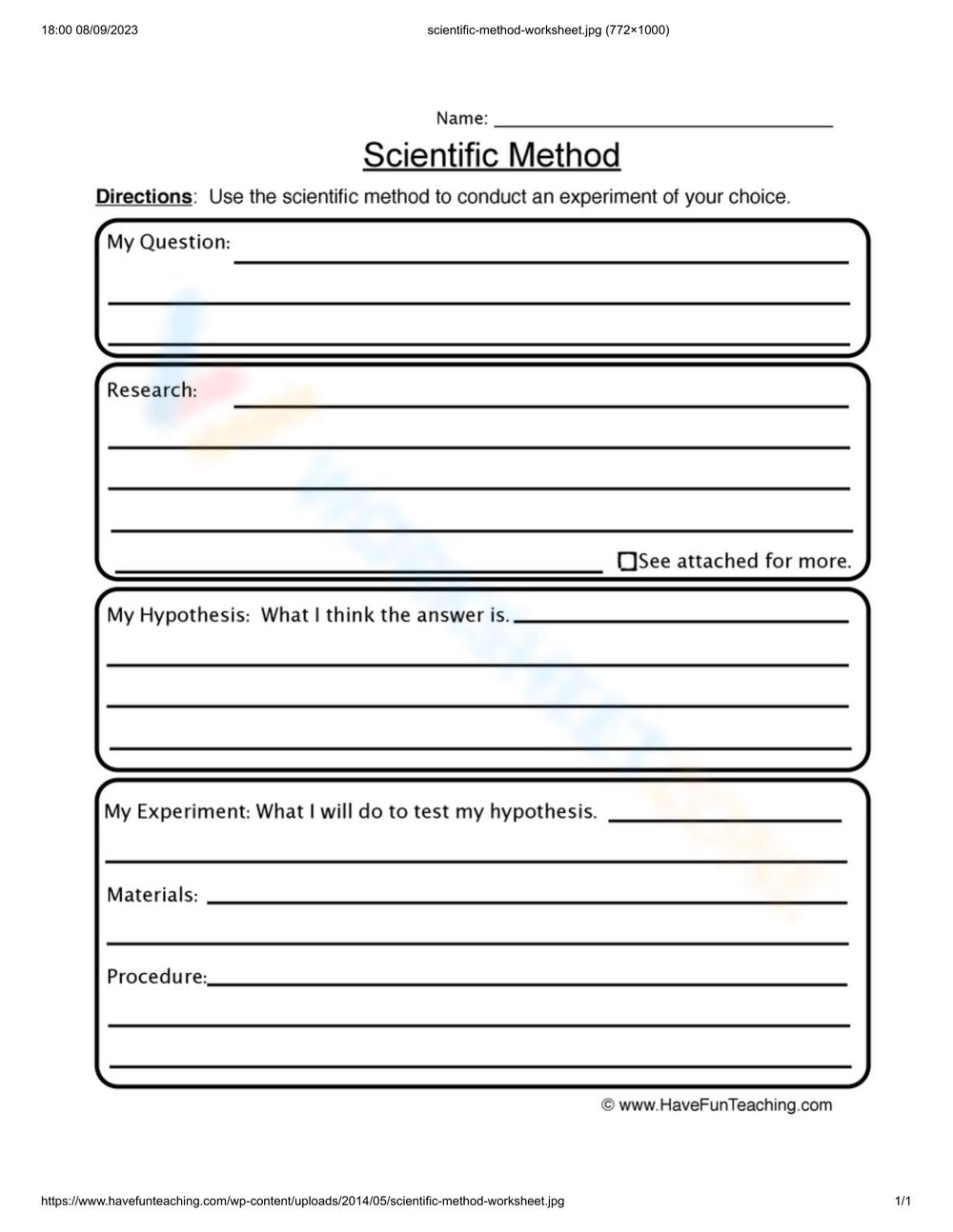 Free Printable Scientific Method Worksheets For Students