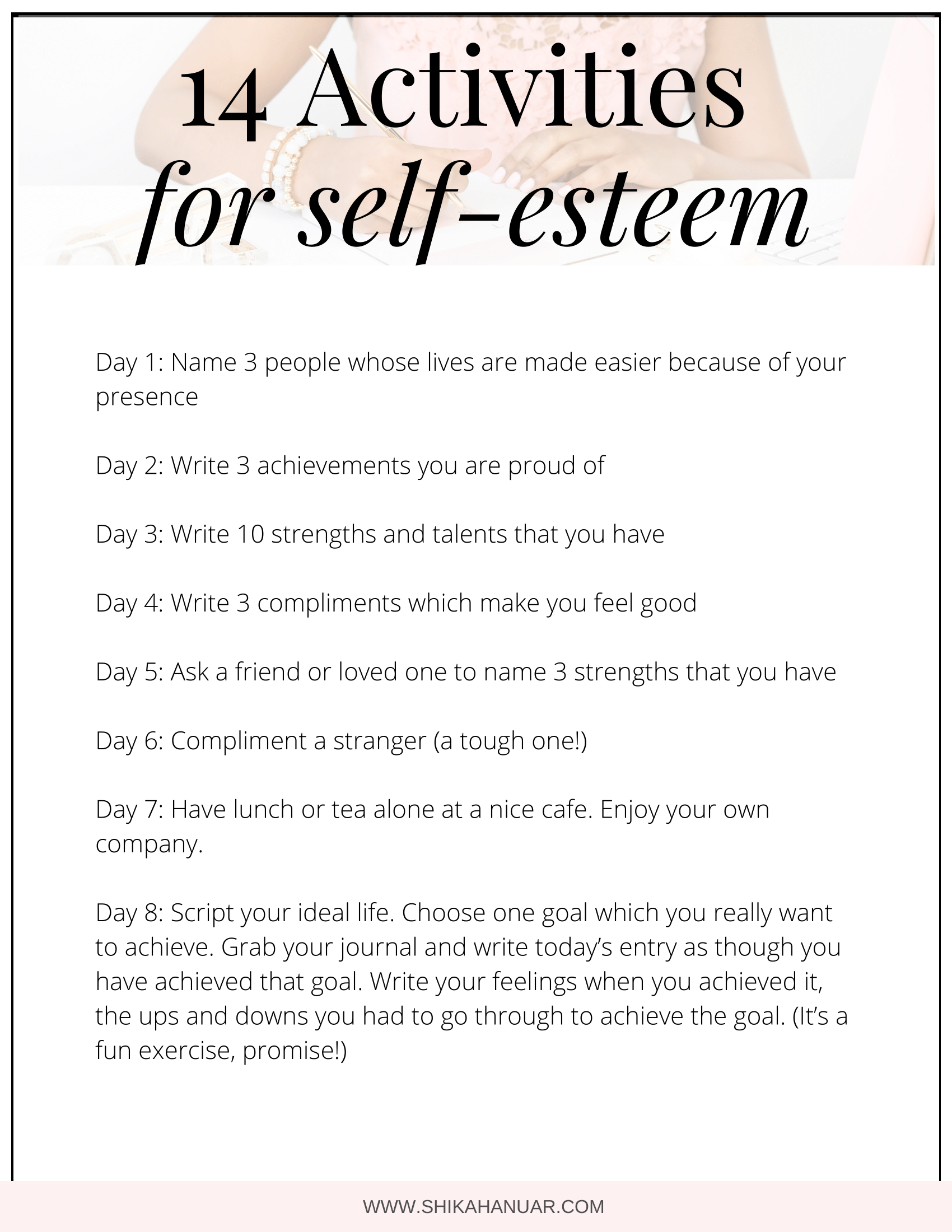self esteem worksheet