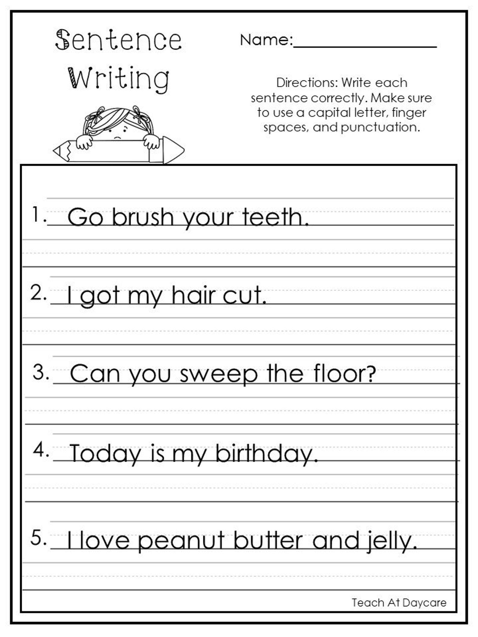 Free Printable Sentence Writing Worksheets Free Printable Sentence Writing Worksheets