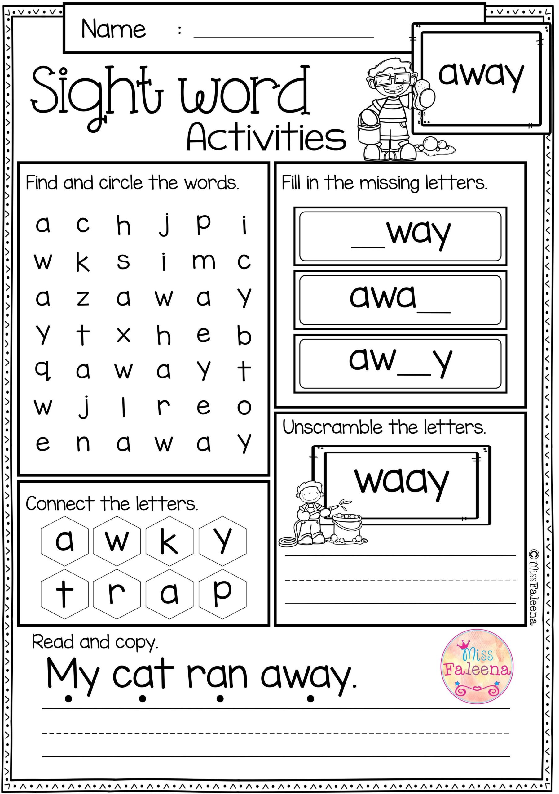 Free Printable Sight Words Worksheets Printable AT A GLANCE