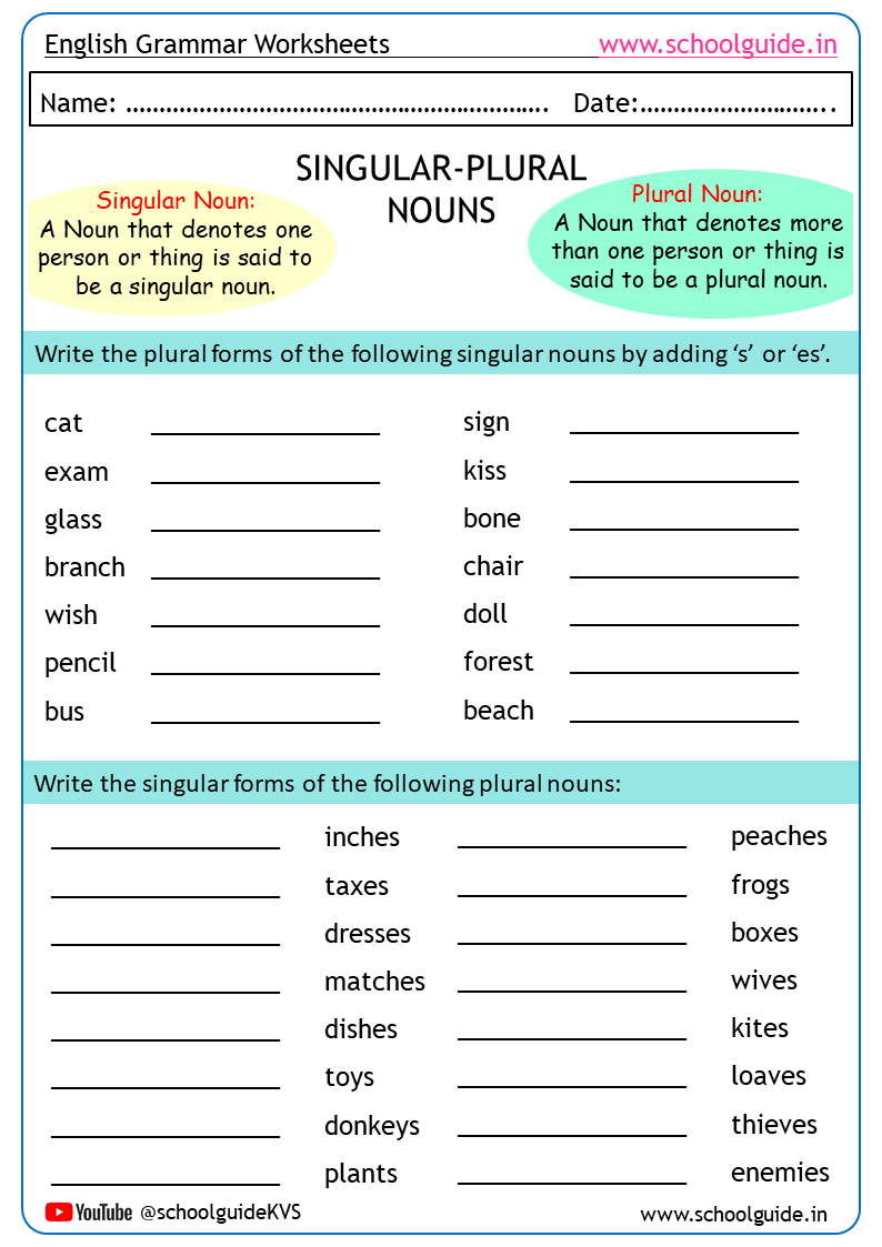 Free Printable Singular Plural Nouns Worksheets Free Printable Singular Plural Nouns Worksheets