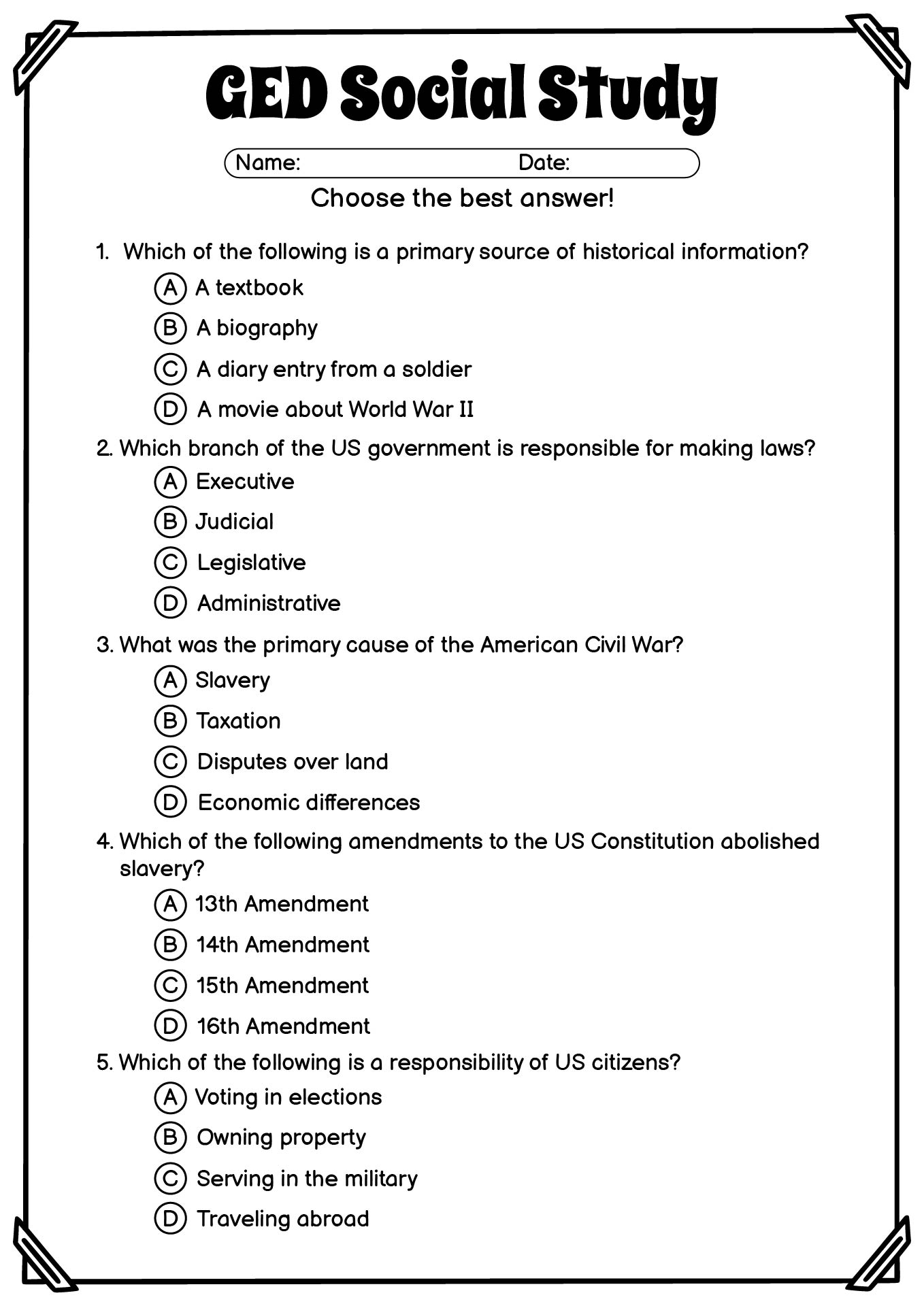 Free Printable Social Studies Worksheets Free Printable Template